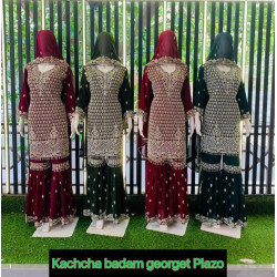 Kacha Badam Gorget Plazo